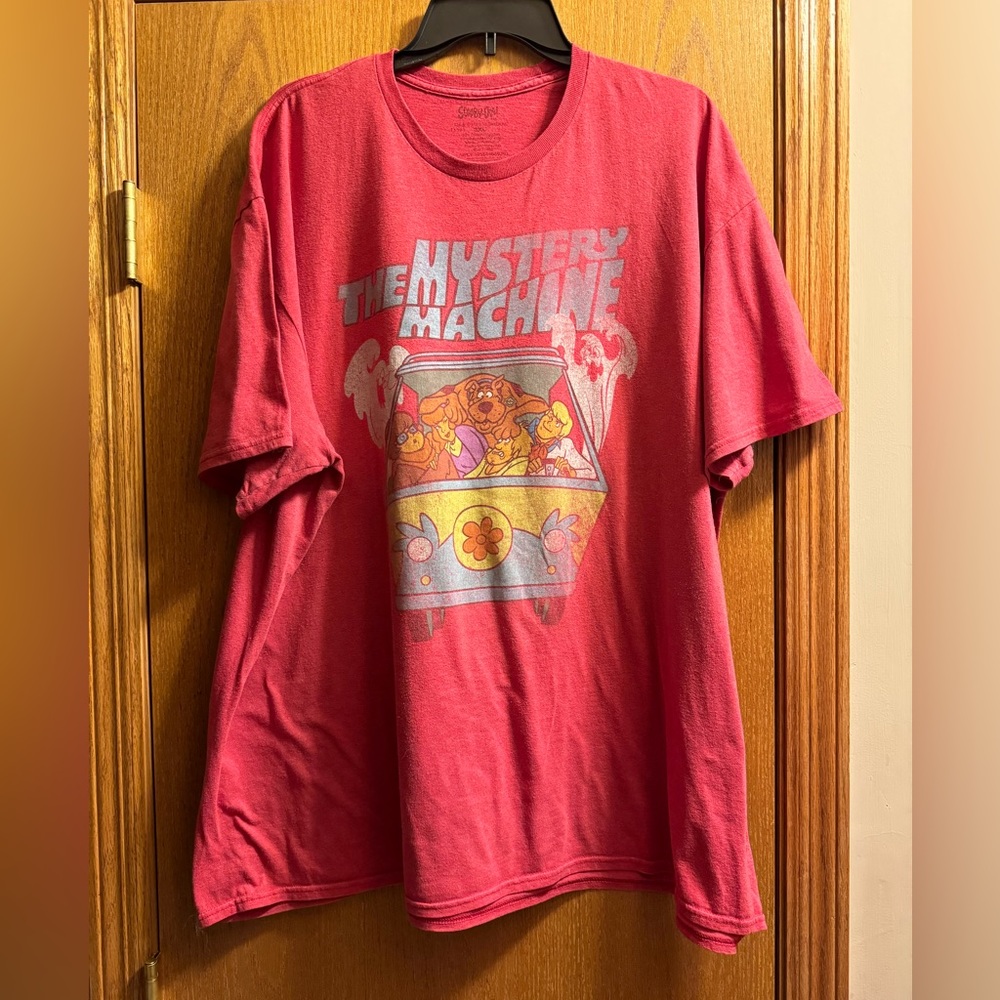 Scooby-Doo and The Gang Red Graphic T-Shirt with the Mystery Machine.